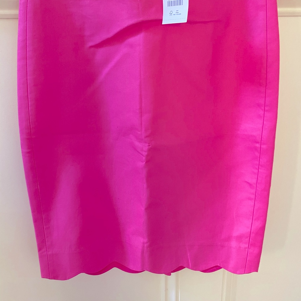 J. Crew Pink Linen Scallop Pencil MIDI Skirt NWT